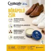 Comfortelle Movi Dubbin Lontra mélytápláló bőrápoló zsír olajozott és zsírozott bőrcipőkhöz, táskákhoz és kiegészítőkhöz, elegáns bőrcipő és fehér tornacipő mellett bemutatva.