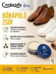 Comfortelle Movi Dubbin Lontra mélytápláló bőrápoló zsír olajozott és zsírozott bőrcipőkhöz, táskákhoz és kiegészítőkhöz, elegáns bőrcipő és fehér tornacipő mellett bemutatva.